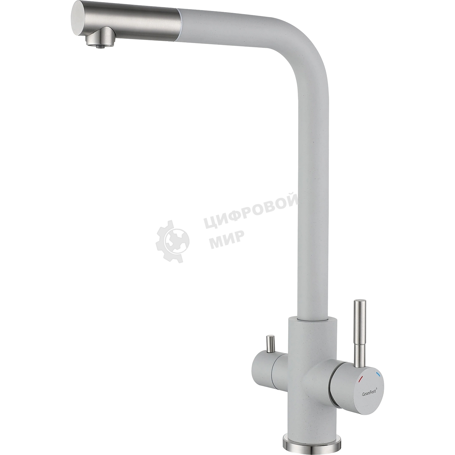 Кухонный смеситель GranFest Quarz GF-Z-5421, Г-образный, кран под фильтрованную воду, серый