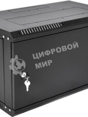 Шкаф коммутационный ЦМО (ШРН-9.500.1-9005) настенный 9U 600x529 мм пер. дв. металл 200 кг черный 470 мм 180 град.