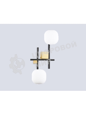 Настенный светильник Ambrella light LH51019/2 BK/BS/FR черный/латунь/белый матовый G9*2 max 28W 230*170*480