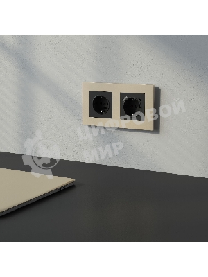 Рамка на 2 поста Slab (шампань софт) W0022911
