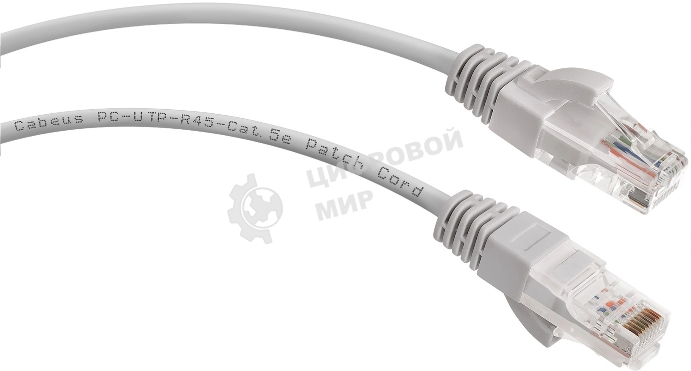 Патч-корд UTP Cabeus PC-UTP-RJ45-Cat.5e-1.5m, cat. 5e, 1.5 м, неэкранированный, серый