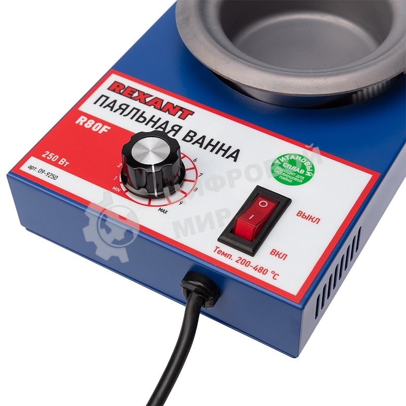 Паяльная ванна Rexant, модель R80F, 250 Вт, ø 80 мм, 200-480 °C, бессвинцовая