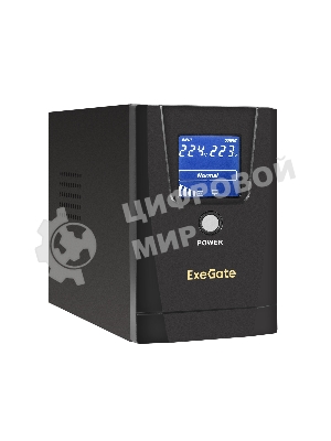Источник бесперебойного питания ExeGate Power Smart ULB-500.LCD.AVR.2SH 500VA/300W, LCD, AVR, 2*Schuko, металлический корпус, черный