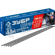 Электрод Зубр сварочный УОНИ 13/55 с основным покрытием, для ММА сварки, d 3.0 х 350 мм, 5 кг в коробке, Профессионал.