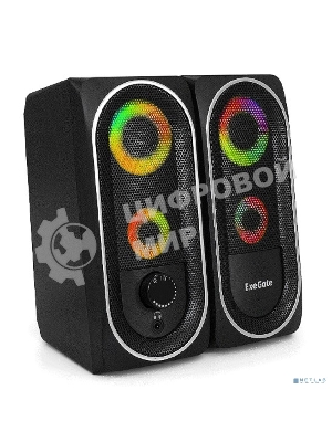 Акустическая система 2.0 ExeGate EX289686RUS Accord 220 (питание USB, 2х3Вт (6Вт RMS), 60-20000Гц, черный, RGb подсветка)