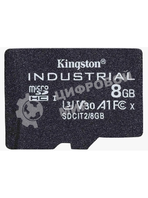 Флеш карта microSDHC 8Gb Class10 Kingston <SDCIT2/8GbSP> Industrial Temperature Class UHS-I без адаптера