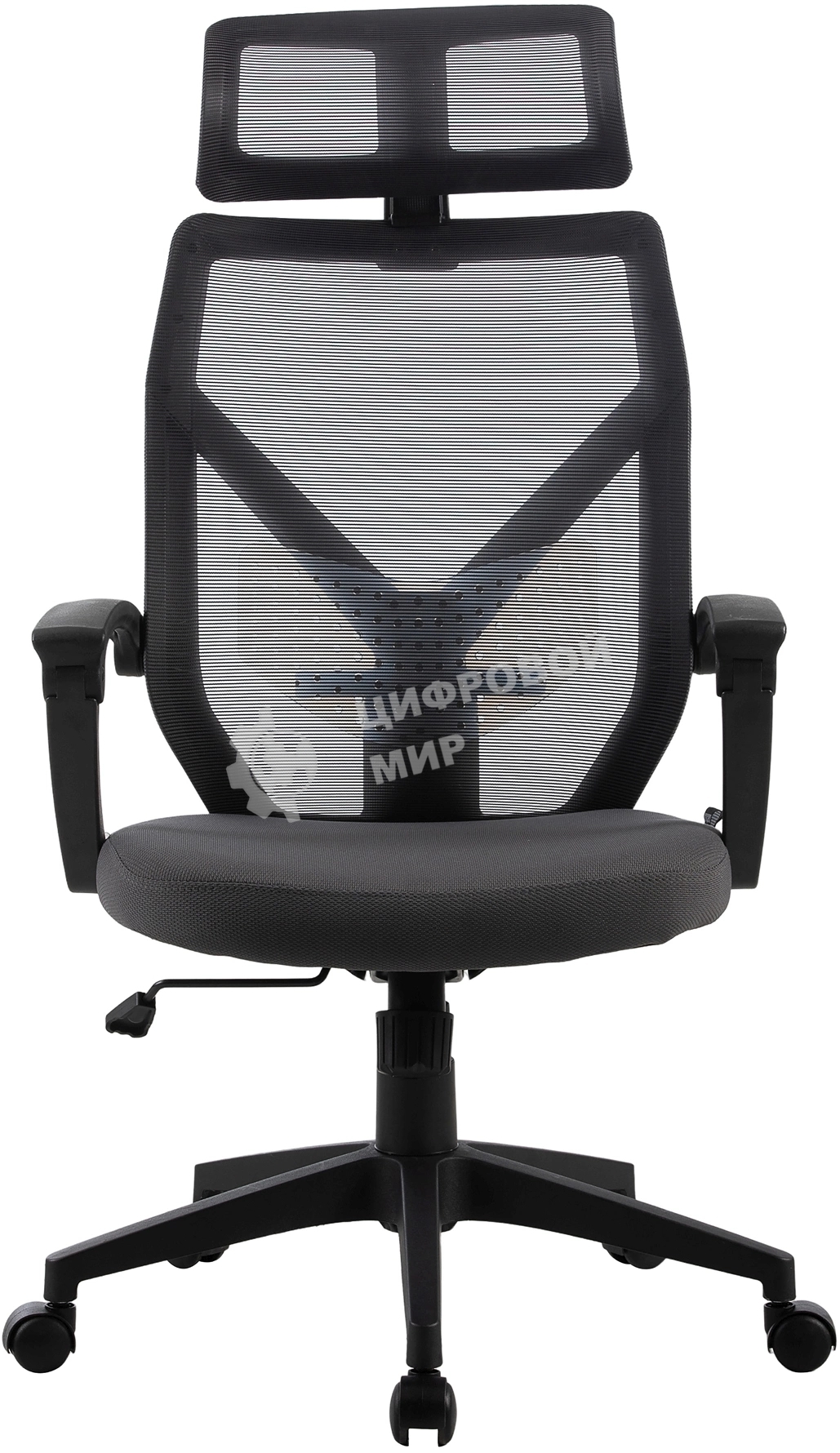 Кресло компьютерное Cactus CS-MC414-GY черный/серый, сетка/ткань, с подголов. крестов. пластик, пластик черный