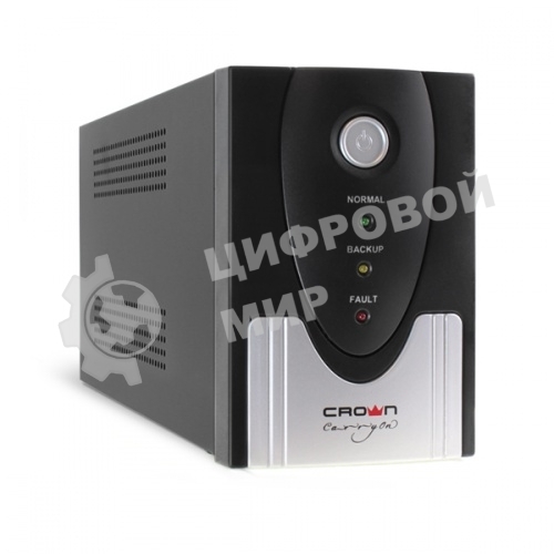 Источник бесперебойного питания CROWN Line Intractive CMU-SP800EURO USB 800VA\480W, корпус металл, 1x12V/9AH, розетки 4*EURO+1*IEC bybass, трансформатор AVR 140-290V, cъемный кабель 1.2 м, порт RJ11/45, порт USB, защита: от перегрузки, от КЗ, от скачков н