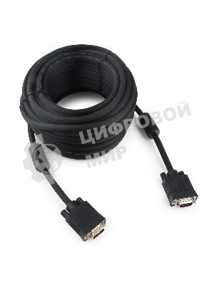 Кабель VGA Premium Cablexpert CC-PPVGA-15M-B, 15M/15M, 15м, черный, тройной экран, феррит.кольца, пакет
