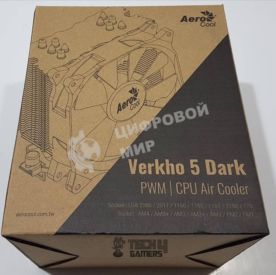 Кулер для процессора AeroCool / Formula Verkho 5 Dark черный, 120 мм, алюминий/медь, 2000 об/мин, 27 дБ, 4 pin, 150 Вт, 156.5 мм