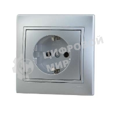 Розетка 1-м СП Мира керам. с заземл. метал. сер. Lezard 701-1010-122