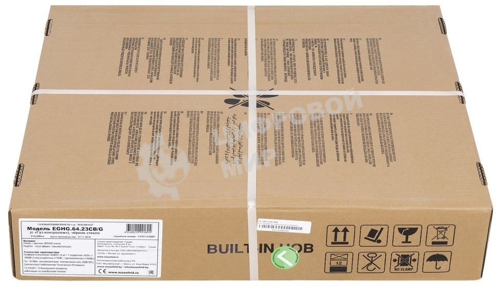 Газовая варочная панель Maunfeld EGHG.64.23CB/G, 4 конфорки, закаленное стекло, черный