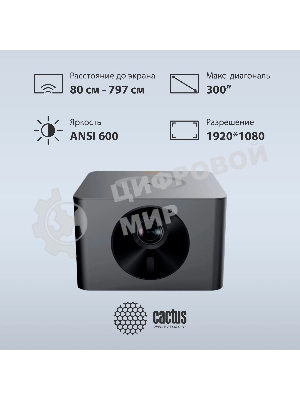 Проектор Cactus CS-M1.SG DLP 9600Lm (1920x1080) 200000:1 ресурс лампы:20000часов 1xUSB typeA 1xHDMI 1.9кг