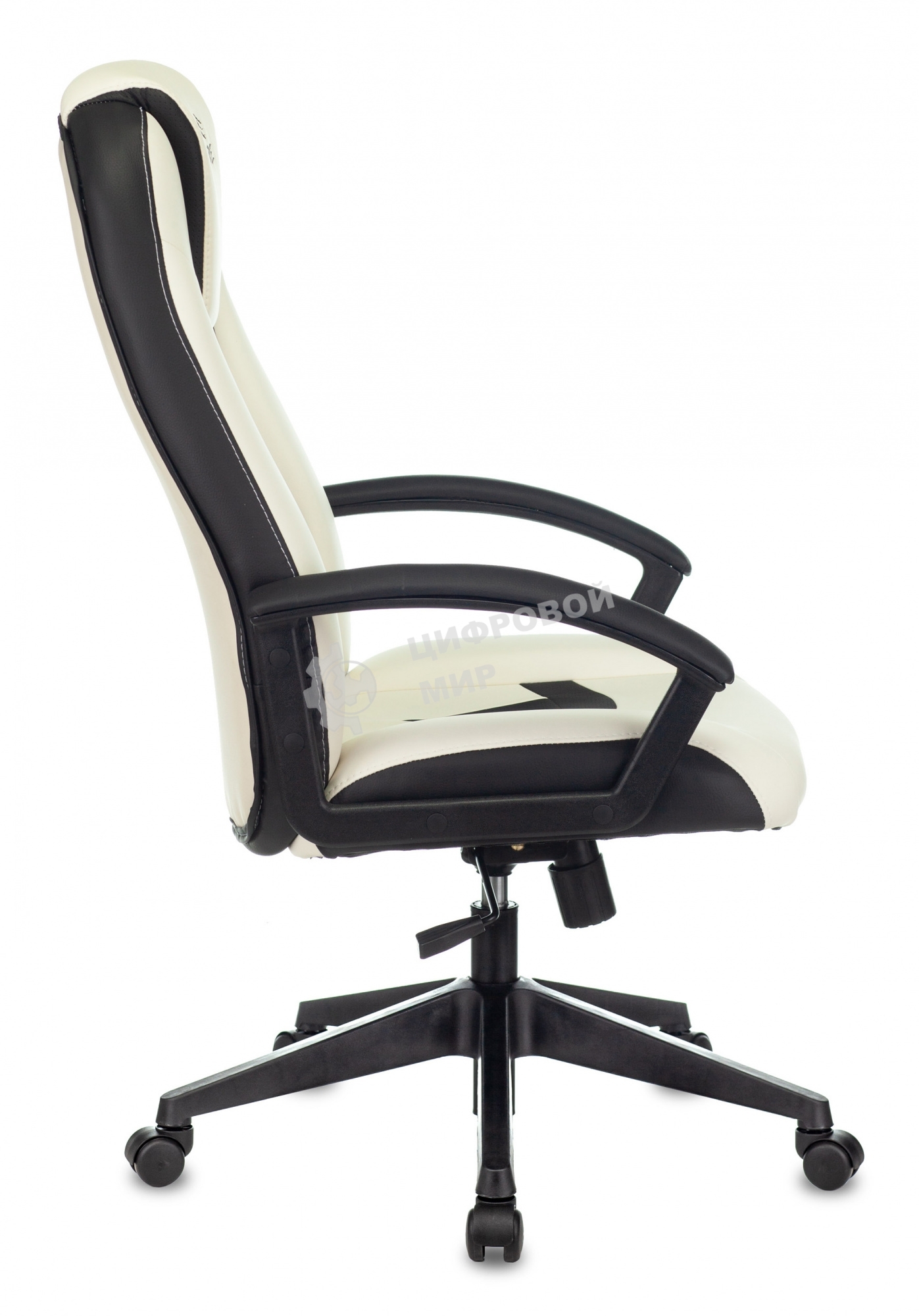 Кресло игровое Бюрократ Zombie 8 белый/черный, искусственная кожа, крестовина пластик