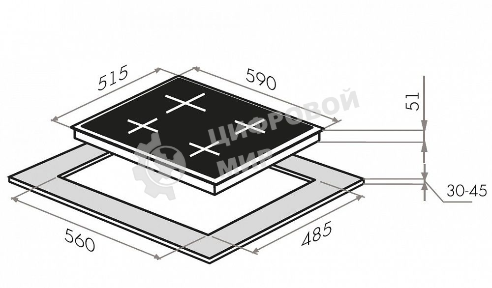 Газовая варочная панель Maunfeld EGHG.64.23CB/G, 4 конфорки, закаленное стекло, черный