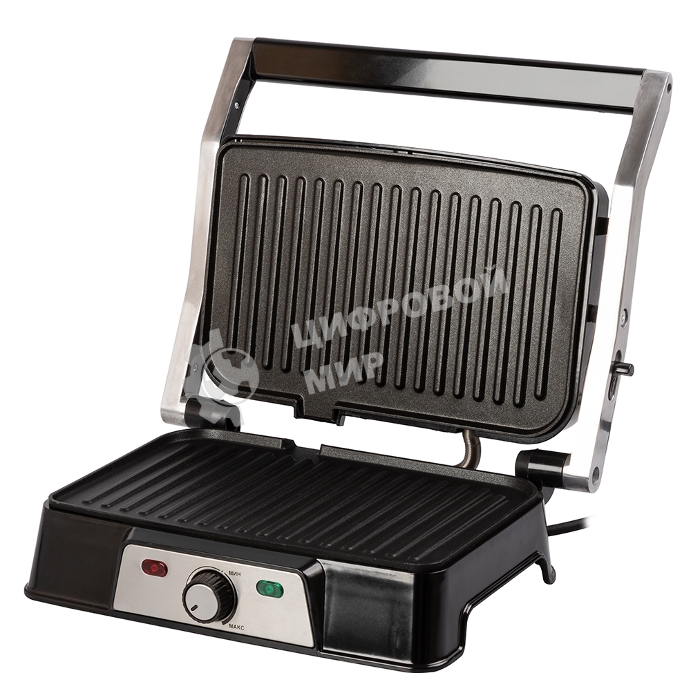 Гриль-пресс электрический Endever Grillmaster 220, серебристый/черный