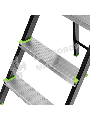 Стремянка Сибртех 3 ступени, стальной профиль, алюминиевые ступени