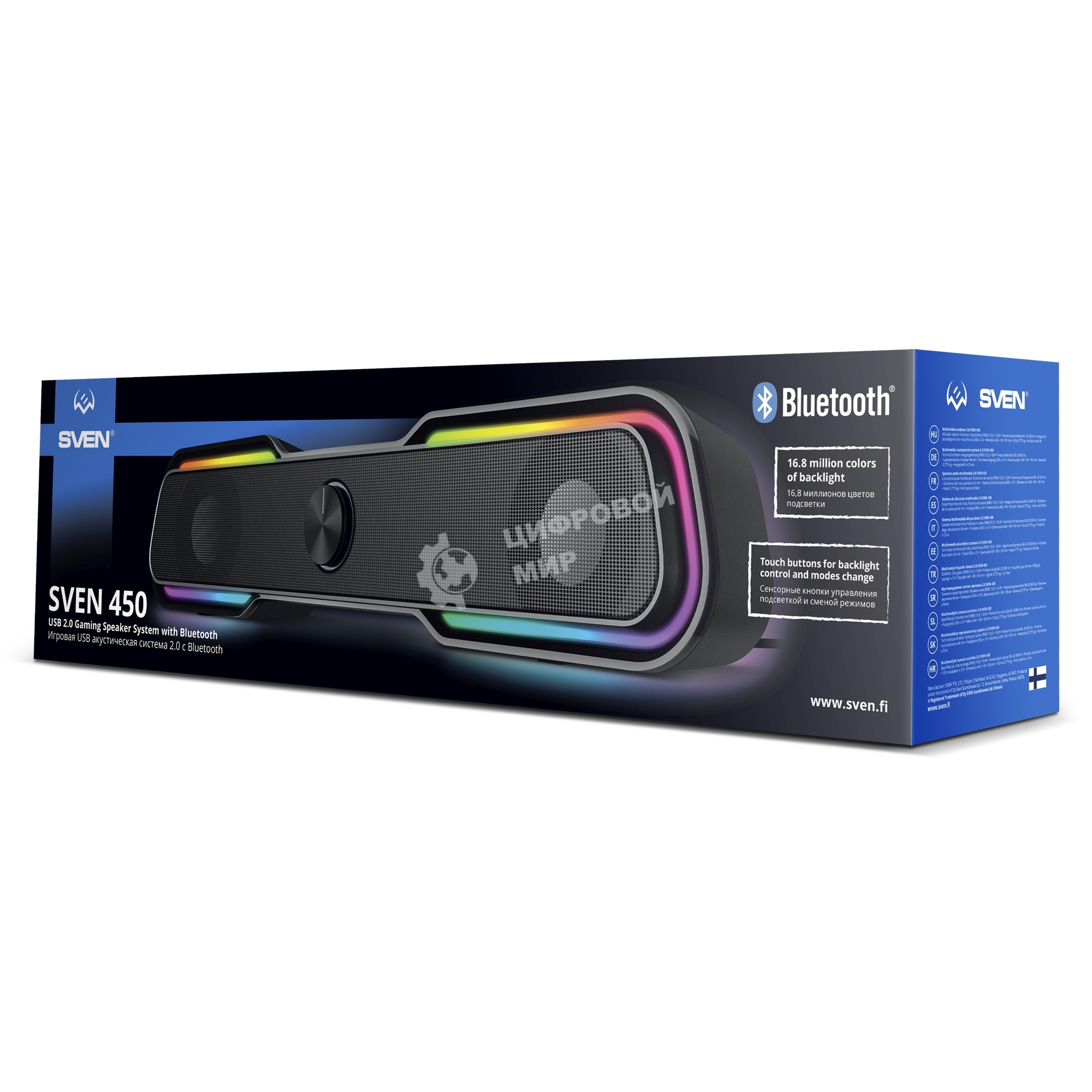 Акустическая система Sven 450 2.0 (2x5W, Bluetooth, RGb-подсветка) черная