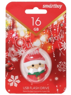 Флешка USB SmartBuy NY series Santa-A (SB16GBSantaA), 16Gb, USB 2.0, R/W 25/15, красный/белый