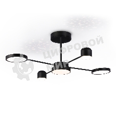 Потолочный светодиодный светильник Ambrella light FL51632/4+1 BK/GD черный/золото 3000K-6400K 48W 910*745*300 (ПДУ ИК)