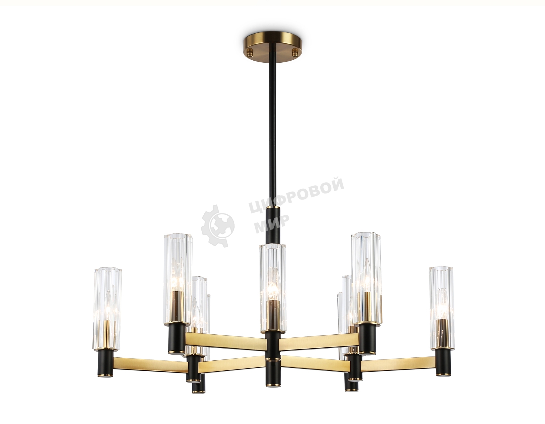 Люстра Ambrella light LH55513/9 BK/BS/CL черный/латунь/прозрачный E14*9 max 40W D760*760