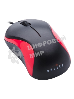 Мышь проводная Oklick 115S черный/красный, 1200 dpi, USB, кнопки - 3