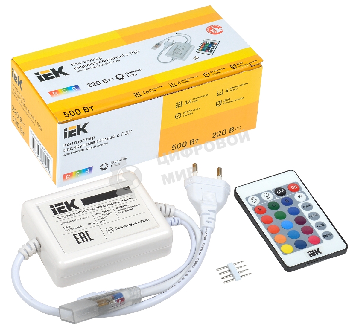 Контроллер с ПДУ IEK LSC1-RGB-500-IR-20-220-B ИК RGB 3 канала 220В 3А 500Вт