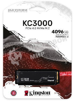 Накопитель SSD Kingston KC3000, 4Tb, PCIe 4.0 x4, M.2 2280, NVMe, R/W 7000/7000, с радиатором