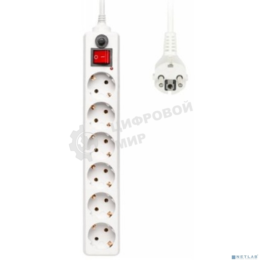 Сетевой фильтр Buro 600SH-1.8-W 1.8 м, 6 розеток, белый, коробка