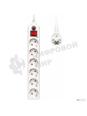 Сетевой фильтр Buro 600SH-1.8-W 1.8 м, 6 розеток, белый, коробка
