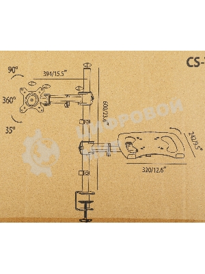 Кронштейн для монитора/ноутбука Cactus CS-VM-LH07-AL серебряный 13