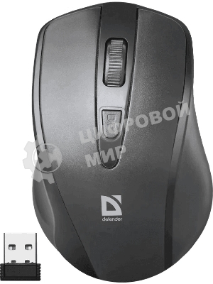 Мышь беспроводная Defender Datum MM-265 черный, 1600 dpi, радиоканал, USB, кнопки - 4