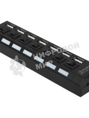 USB-концентратор Gembird UHB-U2P7-02, USB 2.0, USB 7 портов, USB/Адаптер: 5 В / 2 A