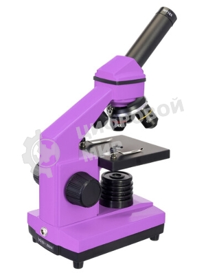 Микроскоп Levenhuk RAINBOW 2L AMETHYST/Аметист Микроскоп с предметным столиком, трехгнездным револьвером, фокусировочным механизмом, двумя источниками света с регулировкой яркости Монокулярная насадка Объективы: 4х, 10х, 40х, Увеличение микроскопа: 64-640x