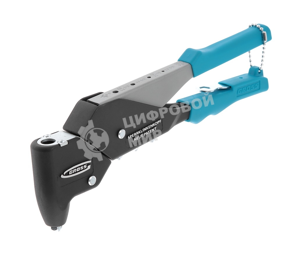 Заклепочник литой усиленный поворотный Gross 40405 заклепки 2,4-4,8 мм, 0-360 град