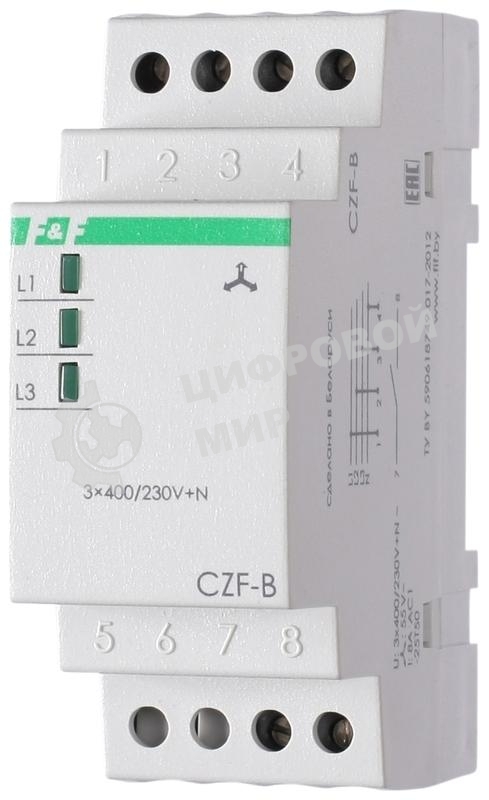 Реле контроля фаз CZF-B (3х400/230+N 8А 1перекл. IP20 монтаж на DIN-рейке) F&F EA04.001.002