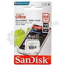 Флеш карта microSD 64Gb SanDisk microSDXC Class 10 Ultra UHS-I 100Mb/s