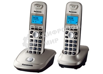 Телефон беспроводной (DECT) Panasonic KX-TG2512RUN (платиновый) Доп трубка в комплекте,АОН, Caller ID,спикерфон на трубке,полифония