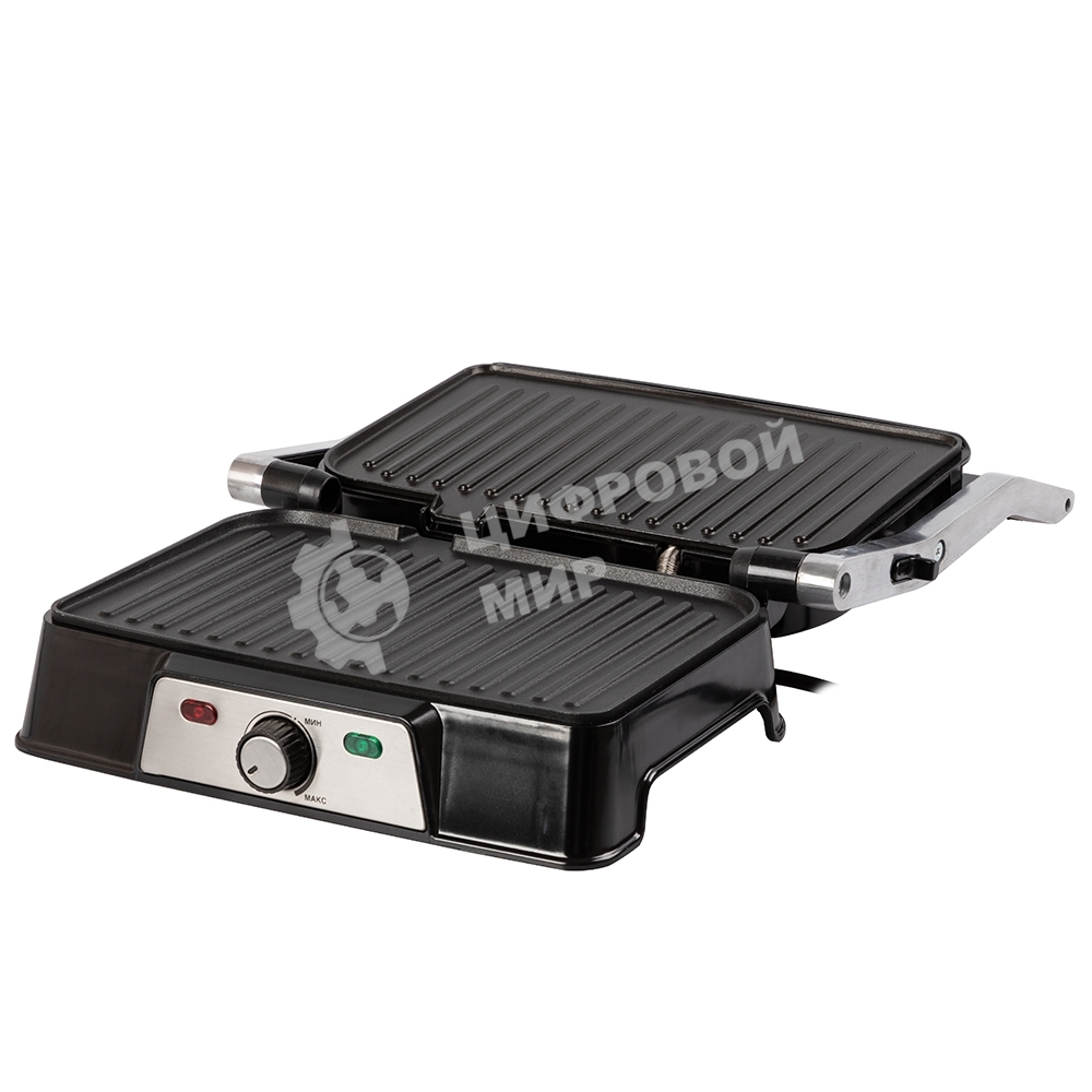 Гриль-пресс электрический Endever Grillmaster 220, серебристый/черный