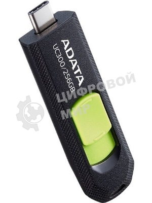 Флешка USB ADATA UC300 (ACHO-UC300-256G-RBK/GN), 256Gb, Type-C USB 3.2, R/W 100/30, черный/зеленый