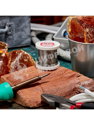 Припой с канифолью Rexant ПОС-61, 100г, Ø1,5мм, (олово 61%, свинец 39%), катушка