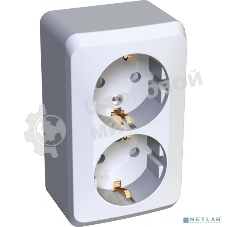 Розетка 2-м ОП Этюд 16А защ. шторки с заземл. белый SchE PA16-008B