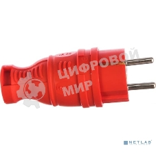 Вилка каучуковая ЭРА з/з прямая 16А IP44 красн. V8-RED-IP44