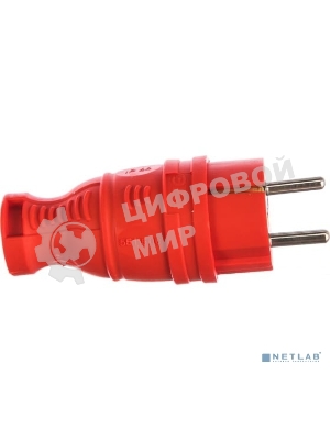 Вилка каучуковая ЭРА з/з прямая 16А IP44 красн. V8-RED-IP44