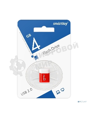 Флешка USB Smartbuy LARA Red (SB4GbLara-R), 4Gb, USB 2.0, R/W 15/5, красный/белый