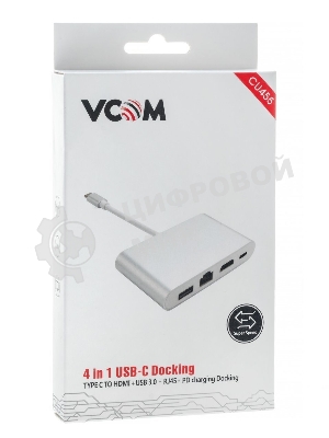 Кабель-адаптер USB3.1 Type-CM-->HDMI+USB3.0+RJ45+PD charging VCOM