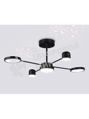 Потолочный светодиодный светильник Ambrella light FL51632/4+1 BK/GD черный/золото 3000K-6400K 48W 910*745*300 (ПДУ ИК)