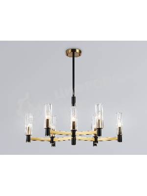 Люстра Ambrella light LH55513/9 BK/BS/CL черный/латунь/прозрачный E14*9 max 40W D760*760