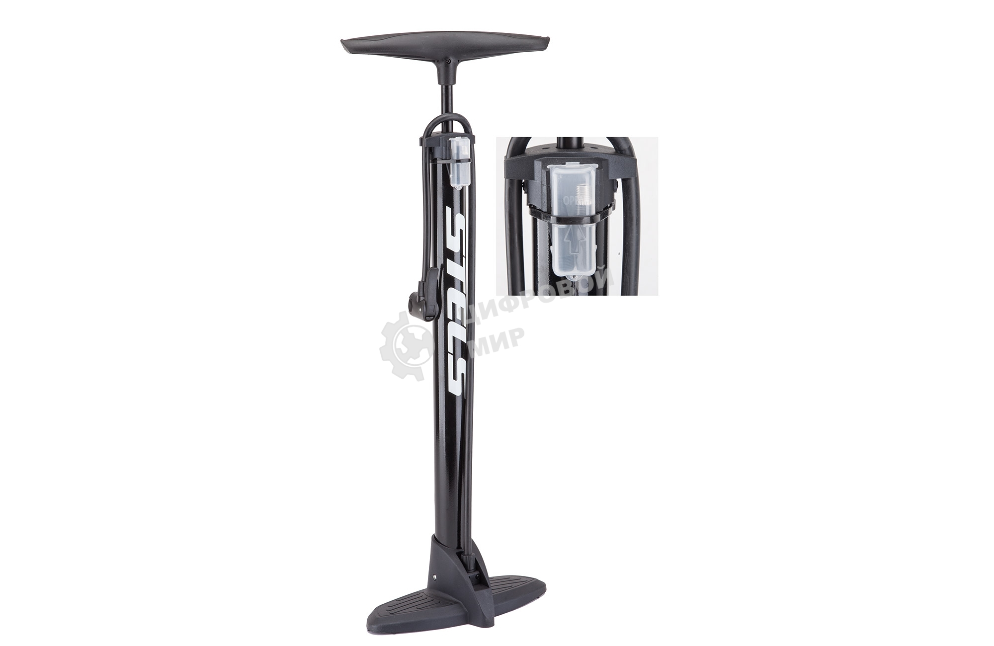 Насос ZF-038A ножной стационарный, стальной, черный Насос ZF-038A ручной велосипедный стационарный, стальной корпус, диаметр 38мм, длина 530 мм, шланг с автовентилем/Presta/Dunlop, с дополнительными насадками