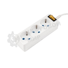 Удлинитель 3 гнезда 3 м, 3х0,75 мм², с/з, с кнопкой PREMIUM белый PROconnect